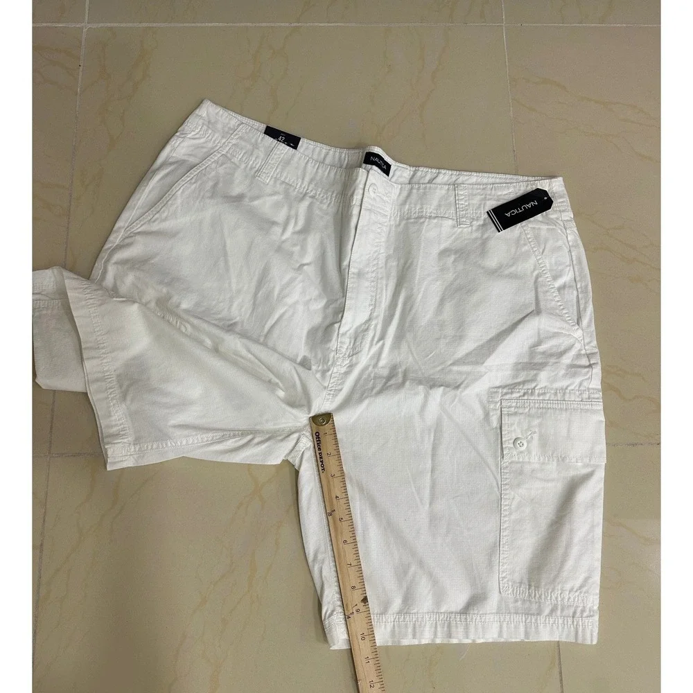Nautica Cargo Shorts Mens 42 White New Cotton Casual Outdoor Summer Pocketed‎